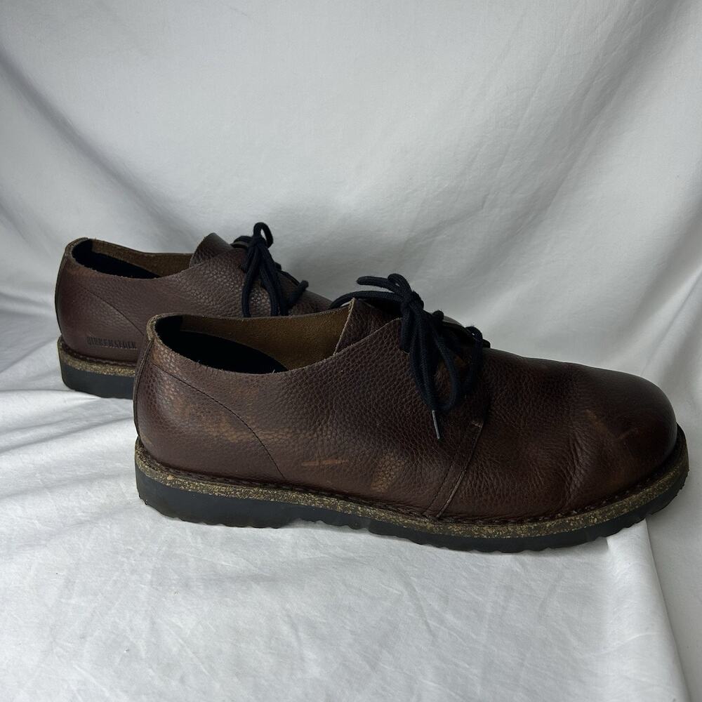 Birkenstock Uppsala Low Men 11 Chocolate Brown Grained Leather Cork Oxfords Shoe